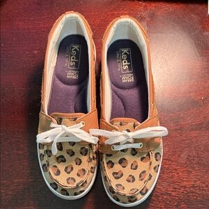 Keds Tan and Black Leopard Sneakers